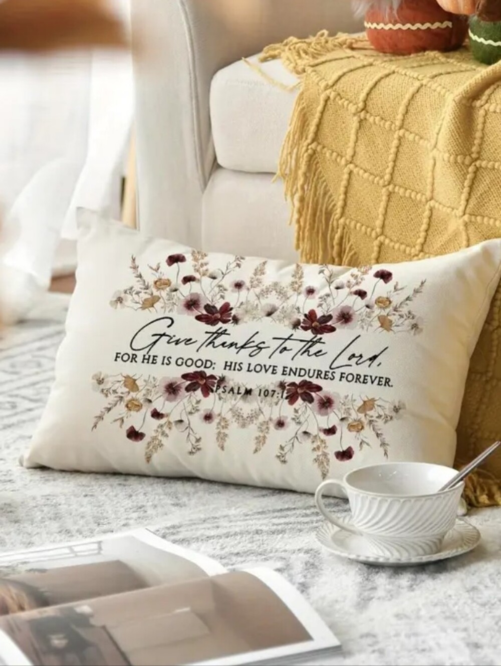 Floral Linen Pillow Cover. No Inserts Included.
